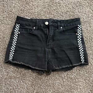 Almost Famous Black Checkered Jean Shorts